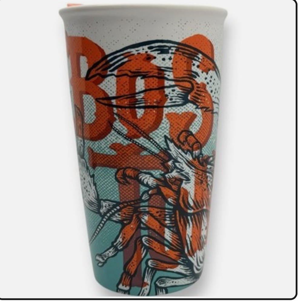 2017 Starbucks Boston Orange Lobster Double Wall Tumbler 12 oz EUC